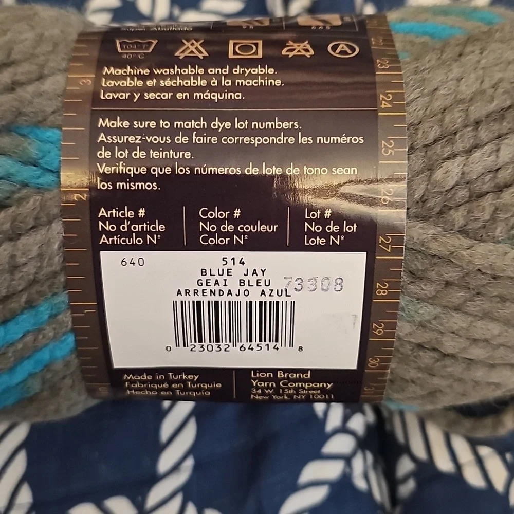 Wool-Ease Thick & Quick Yarn - Gray and Blue